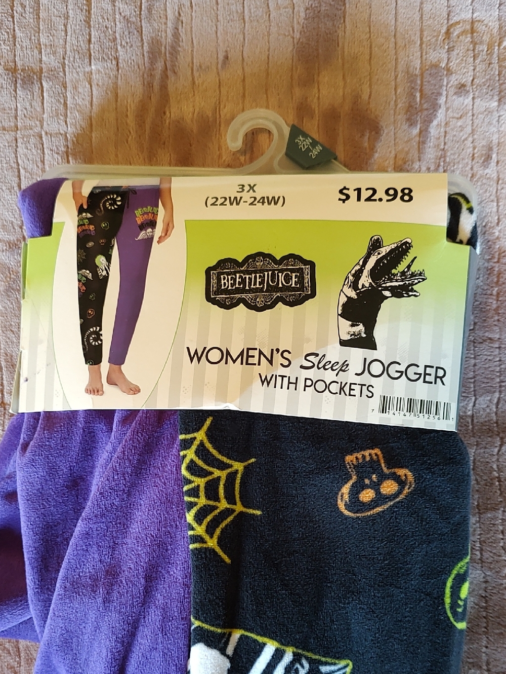 Beetlejuice Women's Purple & Black Sleep Joggers with Pockets